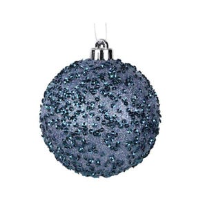 Smoke Blue Glitter Ornament 120MM | Sequin Christmas Ball | Shatterproof Holiday Tree Decoration | Elegant Blue Christmas Decor-XY8816E6