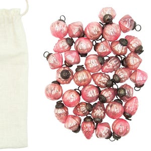 Set of 5 or 10 "Mercury" Glass 1" Ornaments or Kugels - Light Pink - Reproduction