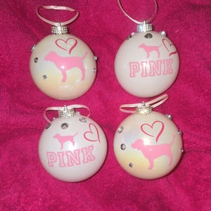Luxury white and pink ornaments / fashion ornaments / pink dog ornaments