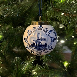 Dutch Delft Blue Hand-painted Windmill Baubles Various Sizes